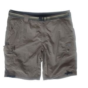 ExOfficio Mens Cargo Shorts-100% Nylon-Belted-Khaki Grn-36-Travel-Hiking-Utility